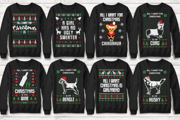 100 Ugly Christmas Template Designs for T-Shirt Designs