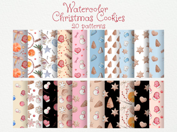 20 Watercolor Christmas Cookies Patterns