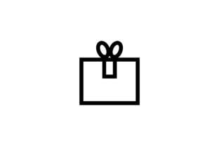 Christmas Gift Box Line Art Vector Icon