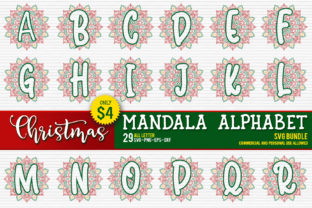 Christmas Mandala Monogram Alphabet for Crafts