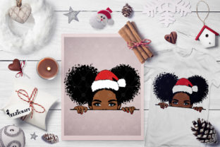 Christmas Peeking Afro Girl, Peek a Boo for Crafts