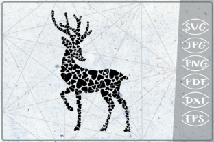 Christmas Reinder Hearts Print for Crafts