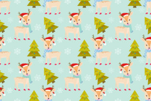 Christmas Tree Deer Seamless Pattern