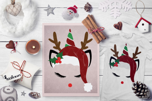 Christmas Unicorn Reindeer, Unicorn Face for Crafts