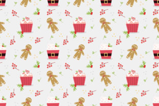 Cute Christmas Cupcake Seamless Patterns