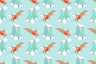 Cute Fox in Christmas Winter Seamless Patterns