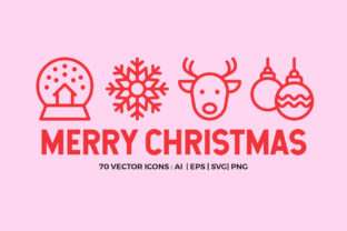 Merry Christmas Line Icons Vector