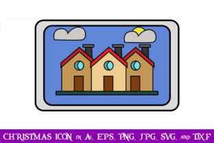 Row of Houses Outline Christmas Icon