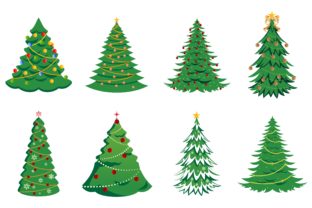 Set Christmas Tree Logo for Editorial and Web Use