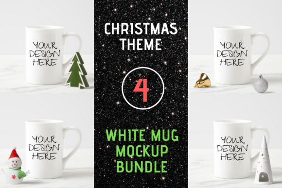 White Mug Mock Up Bundle-Christmas Theme