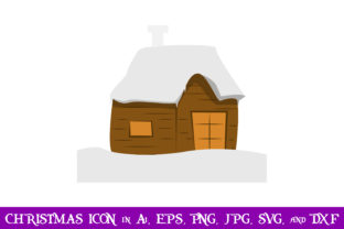 Wooden House with Snow Christmas Icon